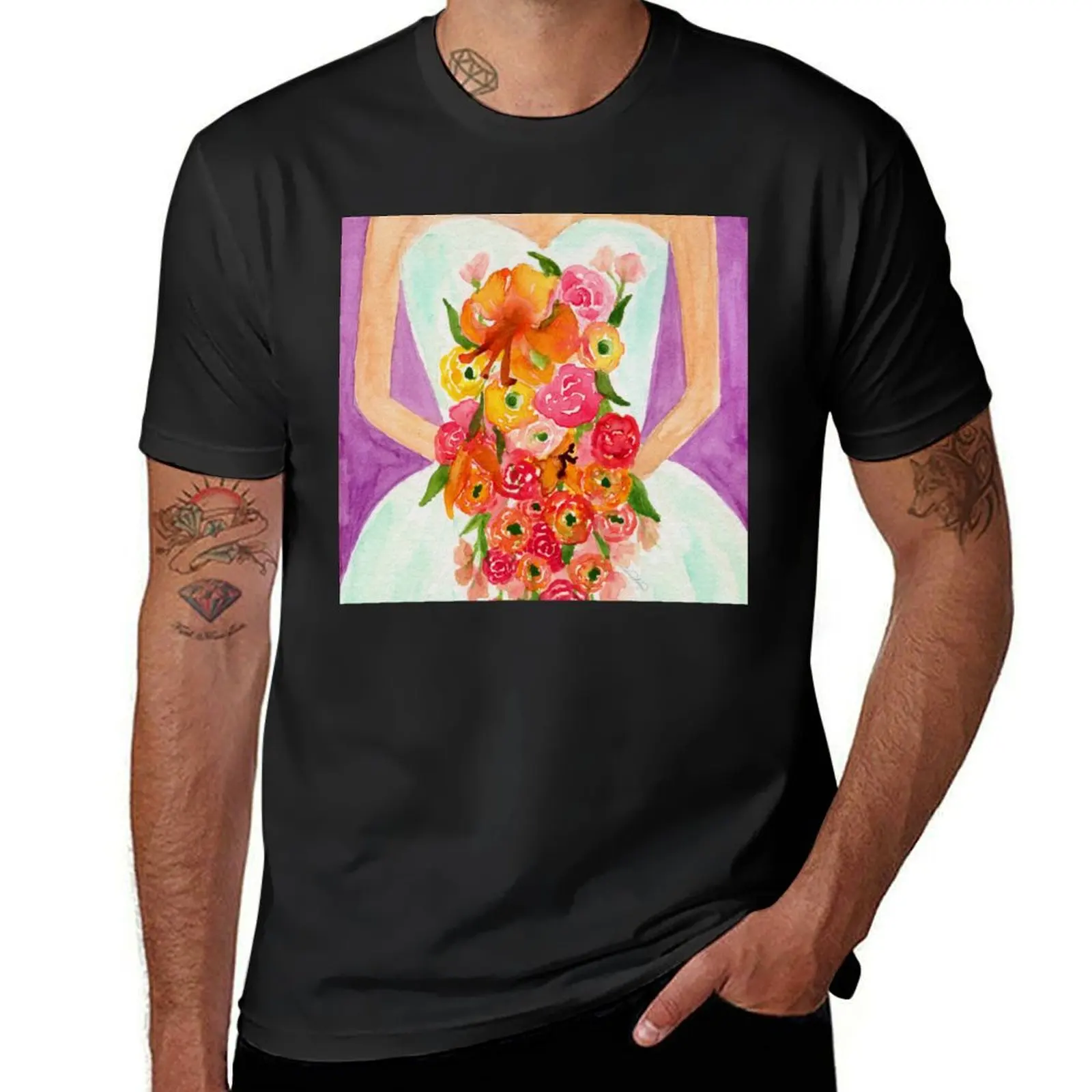 Bright Bouquet - Watercolor T-Shirt customs design your own graphics anime tees mens champion t shirts