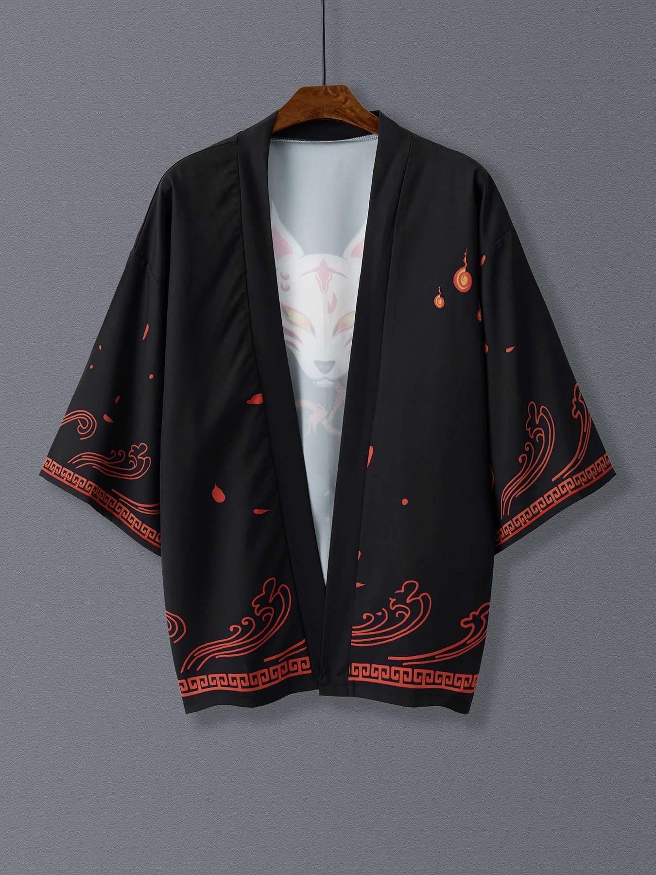 Japanese retro fox print niche design and wind improved Hanfu peripheral animation cos dress feather weave cardigan Dao robe sum