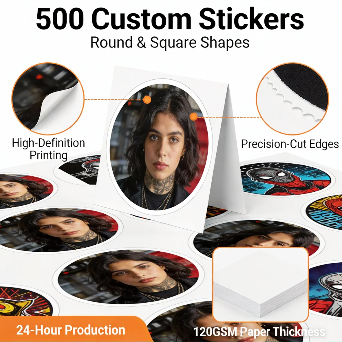 

Индивидуальные наклейки с логотипом для упаковки малого бизнеса, клейкие этикетки для бренда, оптом 500 шт., водонепроницаемые, сканируемые