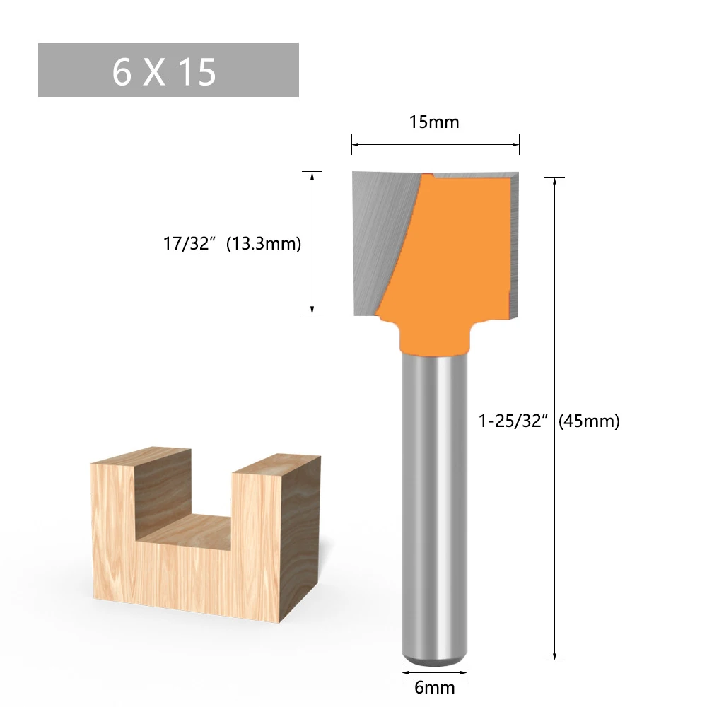 1PC 6MM Shank Milling Cutter Wood Carving Cleaning Bottom Bit Straight Router Bit Set Clean Milling Woodworking Power Machine-C