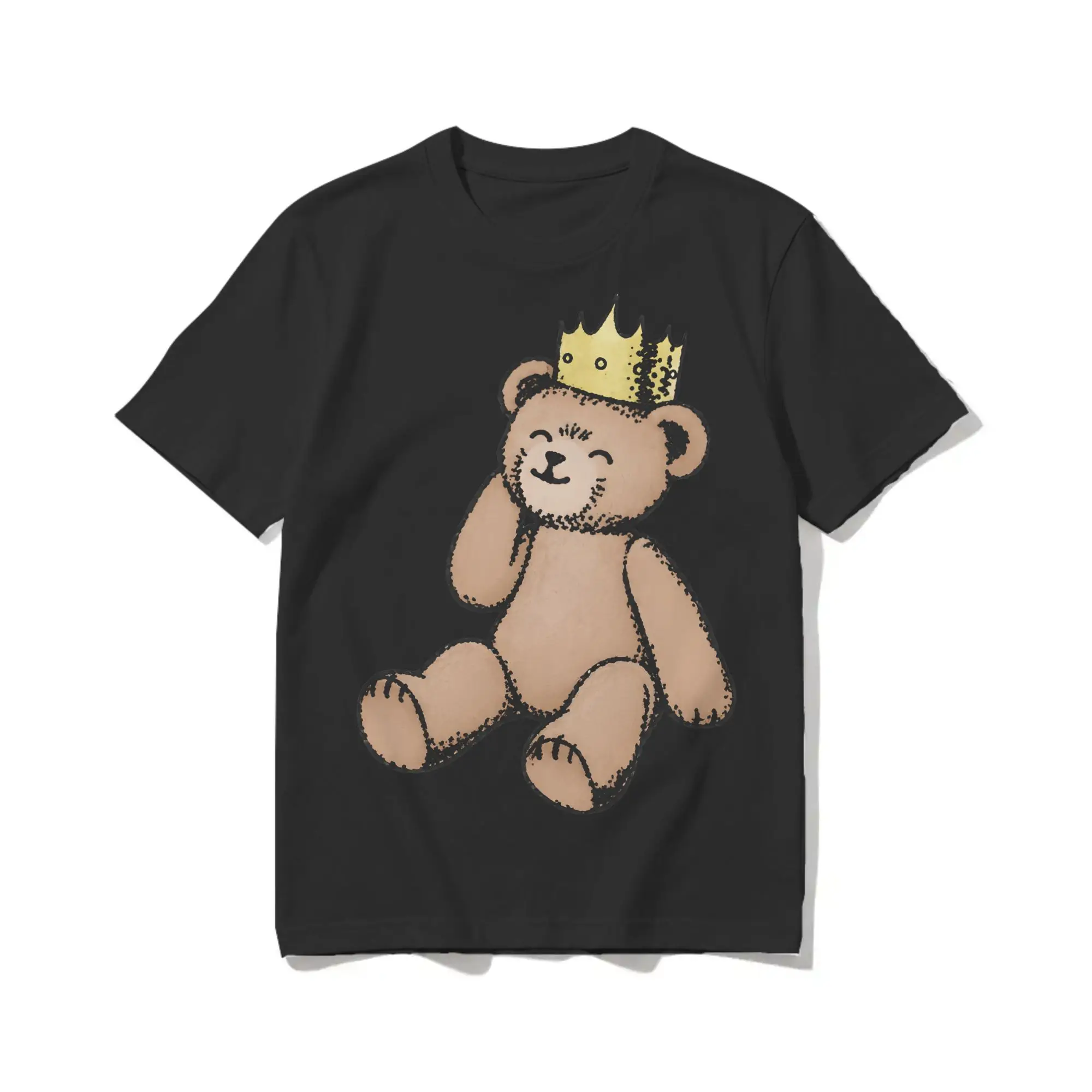 Bncmap Teddy Bear Royal Crown Prince T Shirts for Men Pure Cotton T-Shirts Round Neck  Tee Shirt Short Sleeve Clothes New