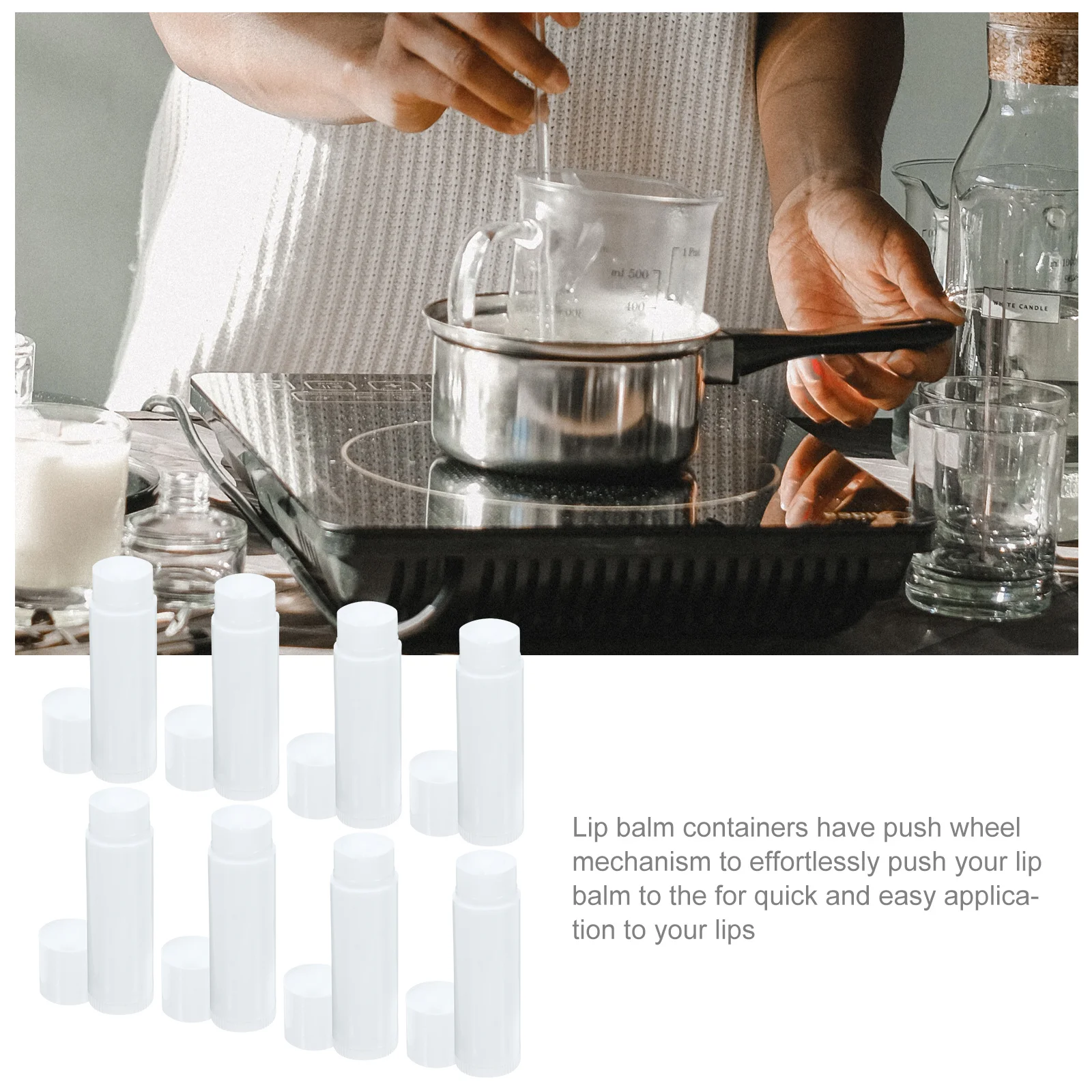 50 قطعة أنابيب بلسم الشفاه الفارغة Pp قبعات الحاويات الشفافة Diy بها بنفسك أحمر الشفاه الشمع دفع عجلة آلية دائم غير سامة الشفاه