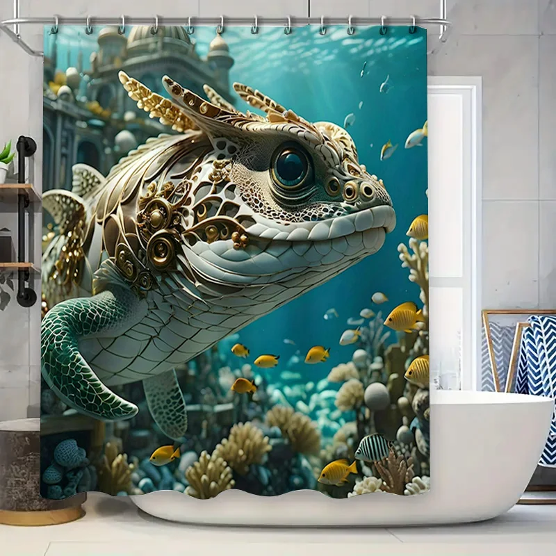 

Underwater Fantasy Fish Decor Shower Curtain Printing Home Decor Waterproof Fabric 3D Printed Ocean Life Sea Turtle Fish Coral Y