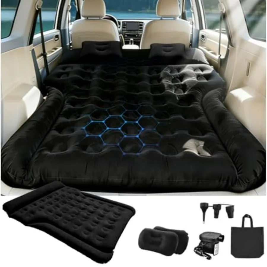 

Car Air Mattress - Full Size SUV Inflatable Camping Bed for Cars VAN Truck Trunk, 20cm Thick Black PVC-Fabric Foldable Soft Sle