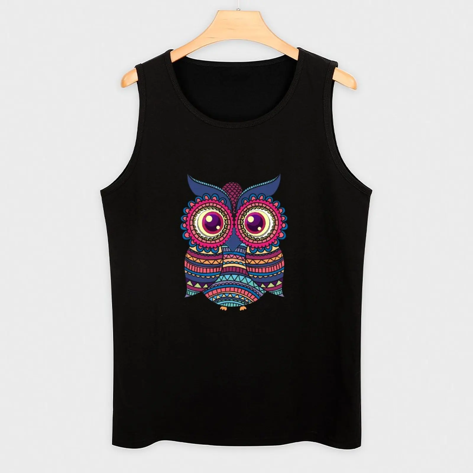 Colorful Cute Owl - Hedwig Tank Top Undershirt Tank Top Cotton Basic Sleeveless Shirt view 3
