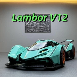 1/32 모델 카, Lambor V12 메탈 차량, 슈퍼 스포츠 레이싱 카, 합금 모델 카, 미니어처 다이캐스트, 풀백 사운드 라이트 포함