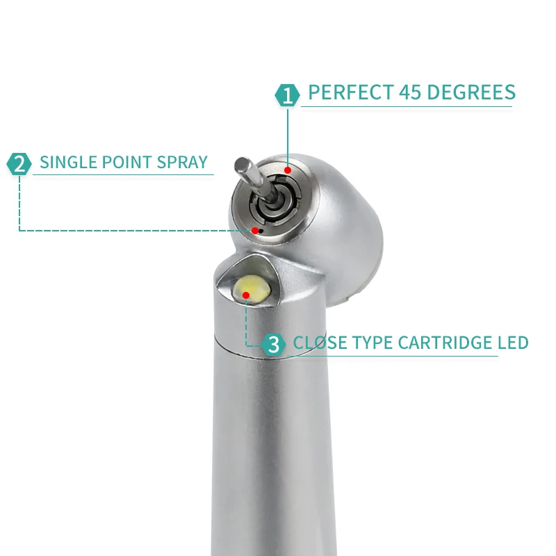 d e n ta l High Speed 45 Degree With LED High Speed Handpiece Standard Head Push Button