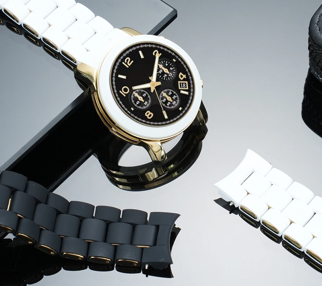 

Новый стальной ремешок для часов с резиновым покрытием для серии MICHAEL KORS MK5159 MK5145, ремешок для часов с изогнутым концом, браслет 20 мм.