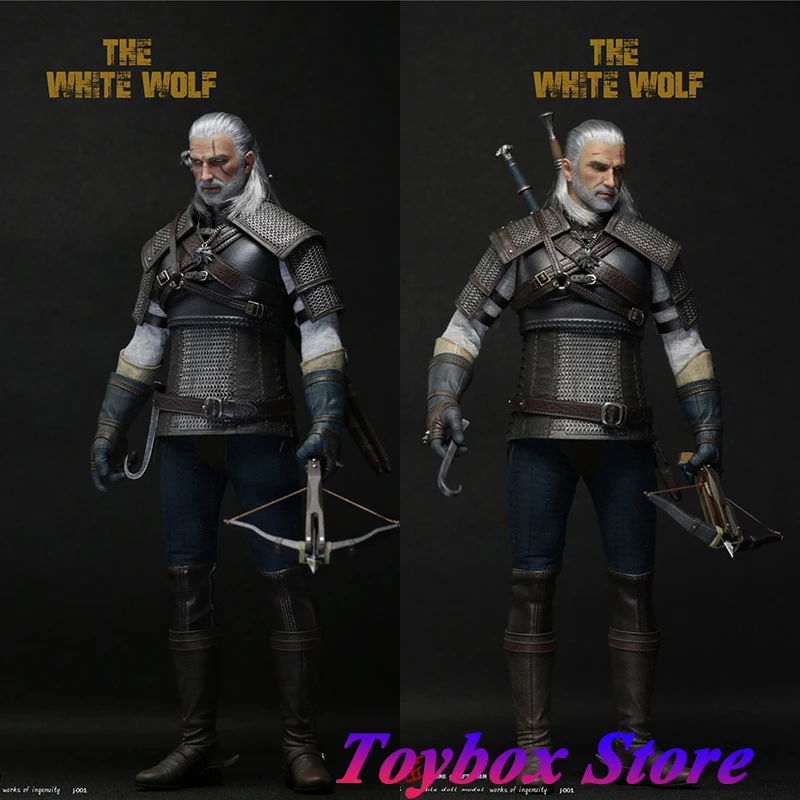 Nine Craftsmen J-001 1/6 White Hair Geralt Movable Man Action Figure The Witcher of Wolf Simulation 12