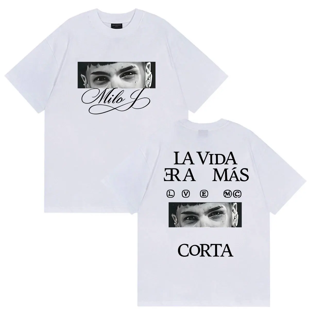 Rapper Milo J La Vida Era Mas Corta Album 2026 Graphic T Shirt Men's Vintage Fashion Cotton Short Sleeve T-shirts man streetwear