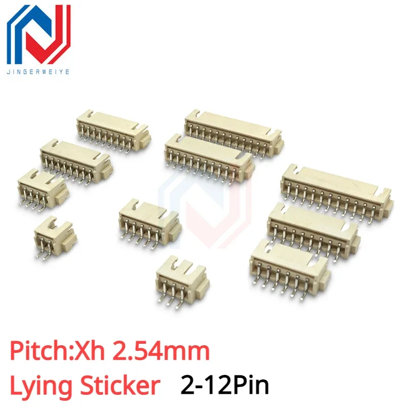 20Pcs Lying Sticker Xh2.54mm Pitch Horizontal Patch Socket 2P/3p4p/5P/6P/7p-12p Connector Terminal Connector Plug