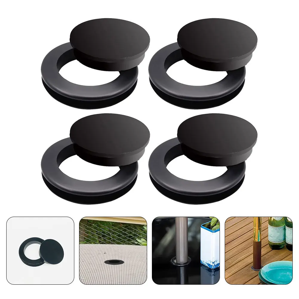 

4Sets Silicone Umbrella Hole Rings Universal Fixation Kit Transparent Table Umbrella Hole Ring Caps Patio Sunshade Accessories