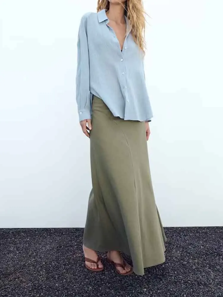 

European style women's clothing new style fashionable and versatile loose and slim long-sleeved shirt tops