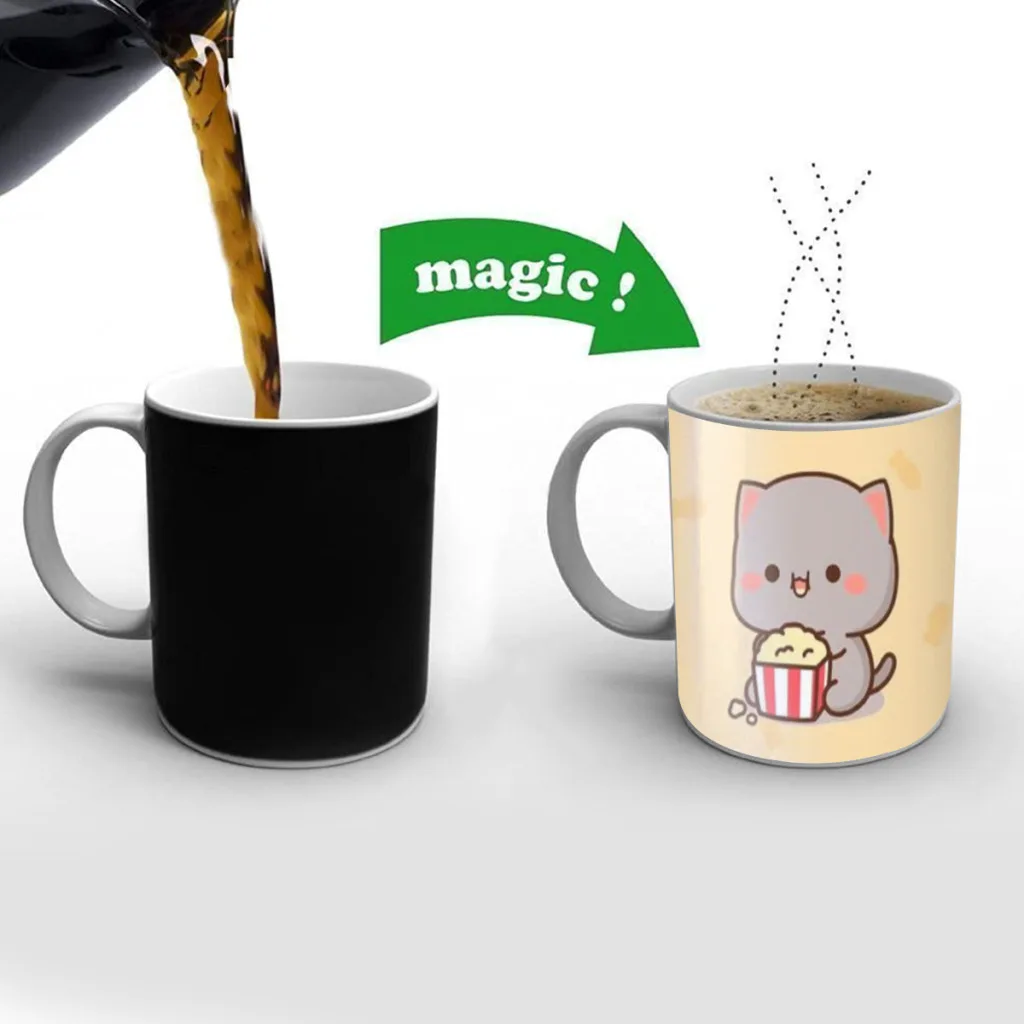 

Peach Mochi Cat Cartoon Magic Hot Cold Heat Temperature Sensitive Color-Changing Coffee Tea Milk Mug Cup