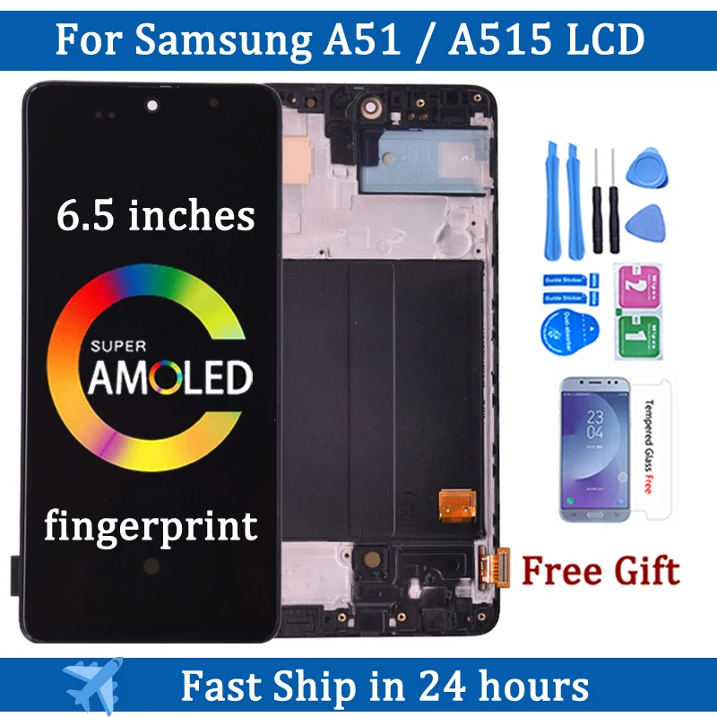 

Super AMOLED For Samsung A51 LCD A515 A515F A515F/DS A515FD LCD Display Touch Screen with Frame Digitizer Assembly