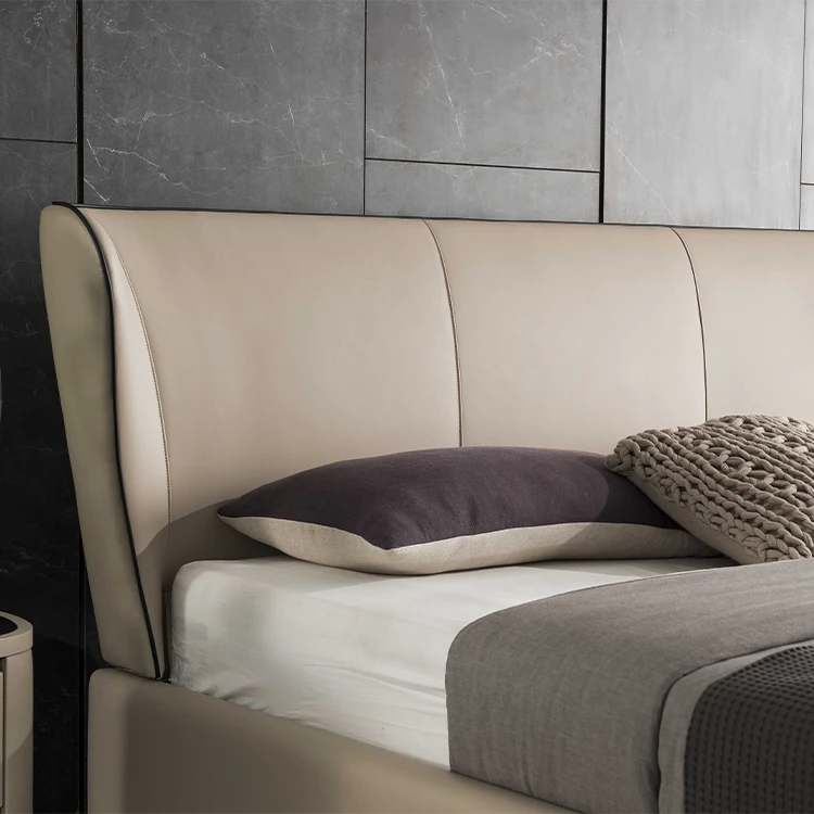 أثاث غرفة نوم مخصصة بالجملة تصميم بسيط وحديث وسرير مزدوج لتخزين الجلود طقم سرير بحجم كينغ/كوين