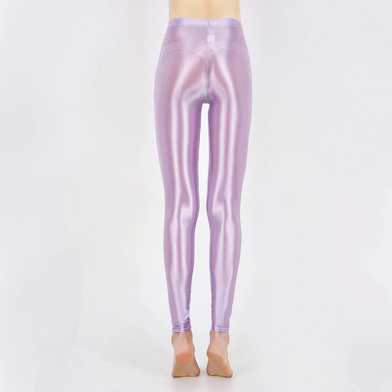 Leggings brillantes para mujer, pantalones elásticos de Color sólido, sin costuras, delgados, largos hasta el tobillo, gran oferta