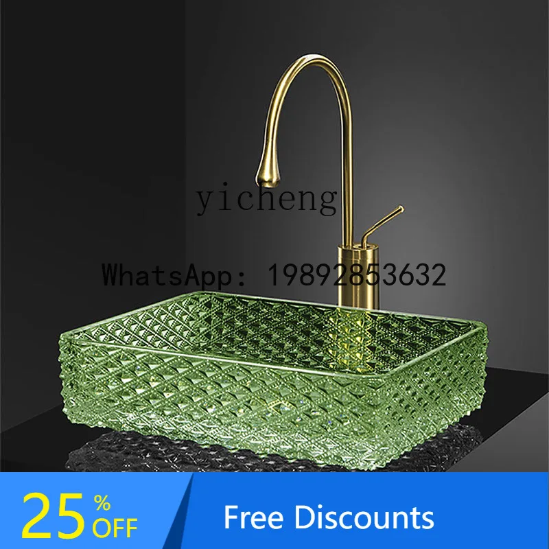 

BB light luxury crystal glass wash basin die-casting art basin transparent table basin washbasin