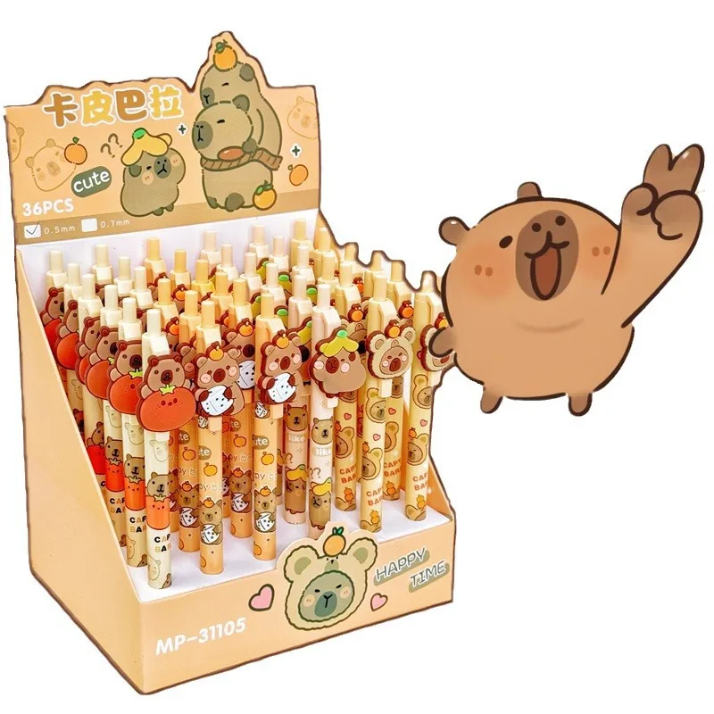 Lápiz mecánico Happy Capybara, lápices japoneses bonitos para escribir, papelería, escuela, suministros de oficina, regalo, 0,5mm, 4 unidades por