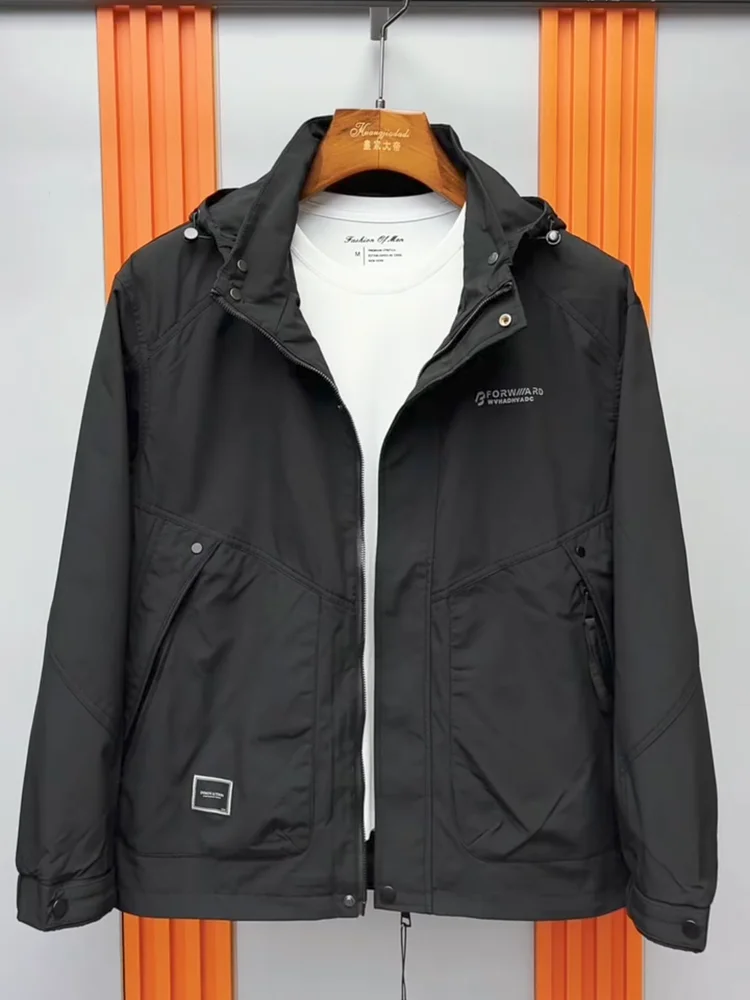 

Fall Men's New Detachable Hooded Jaet Coat Faion Comfortable Busin European Sle Versatile High-End Feeling Stand Fit