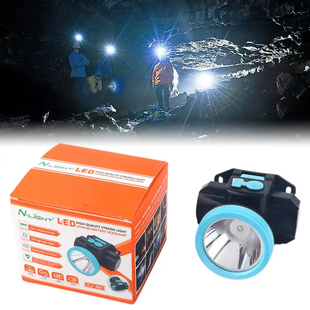 Mini linterna frontal LED de largo alcance, linterna montada en la cabeza, para pesca, recargable, para minero, luz brillante para exteriores, Super E2N6