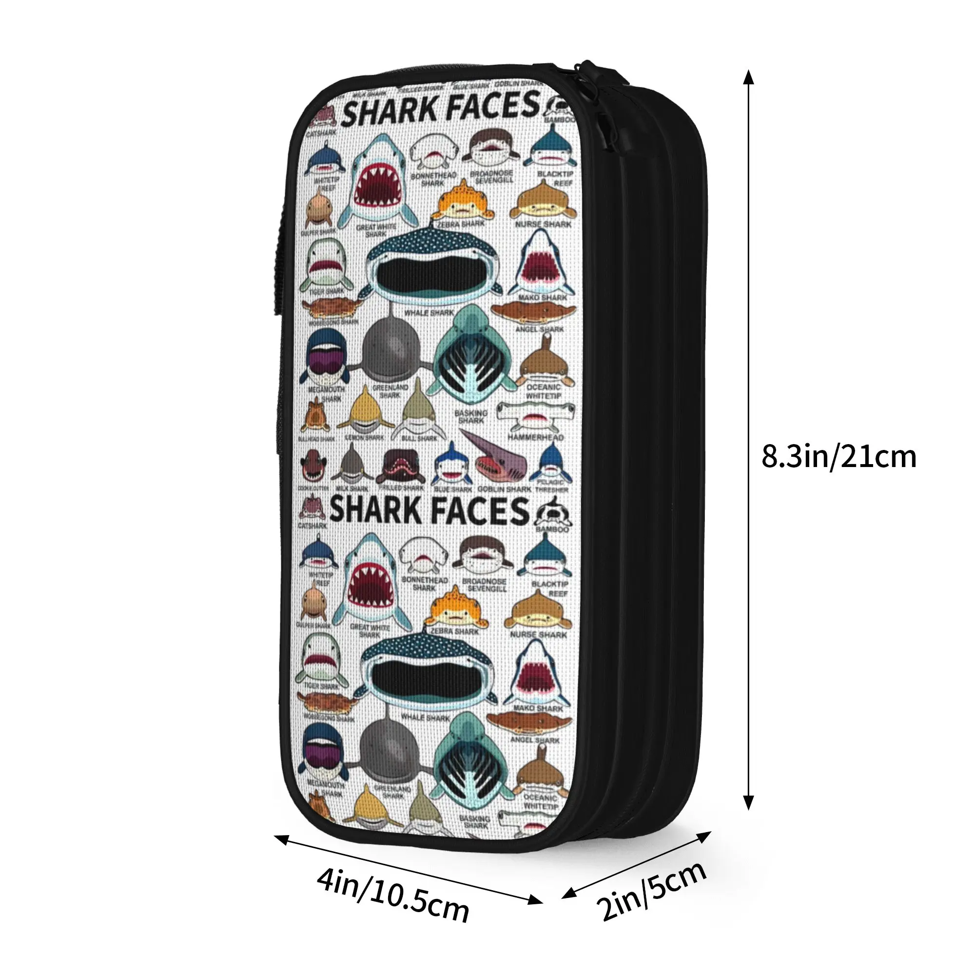 Shark Faces Type of Shark Shark Faces of All Pencil Cases Cute  Pencil Bags Student Big Capacity School Supplies Gift Pencil Box