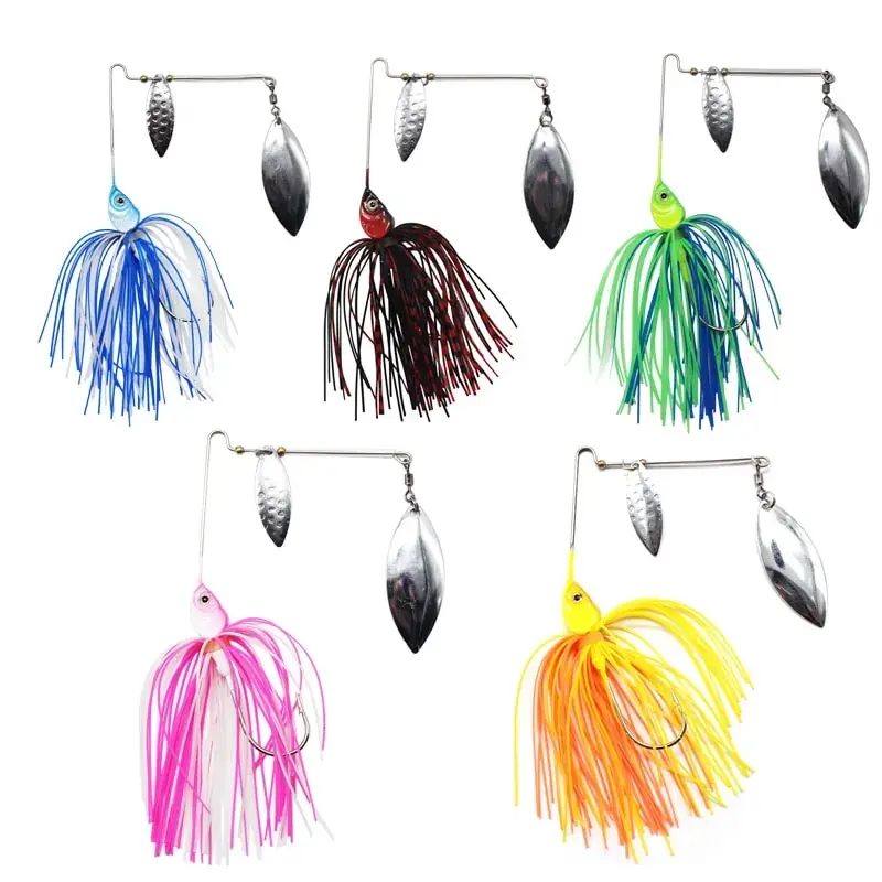 BURLE 17g Artificial Bait Mixed Colour Lead Skirt Rubber Fishing Jigs Head Buzz Swim Bass Saltwater Jigging Lure