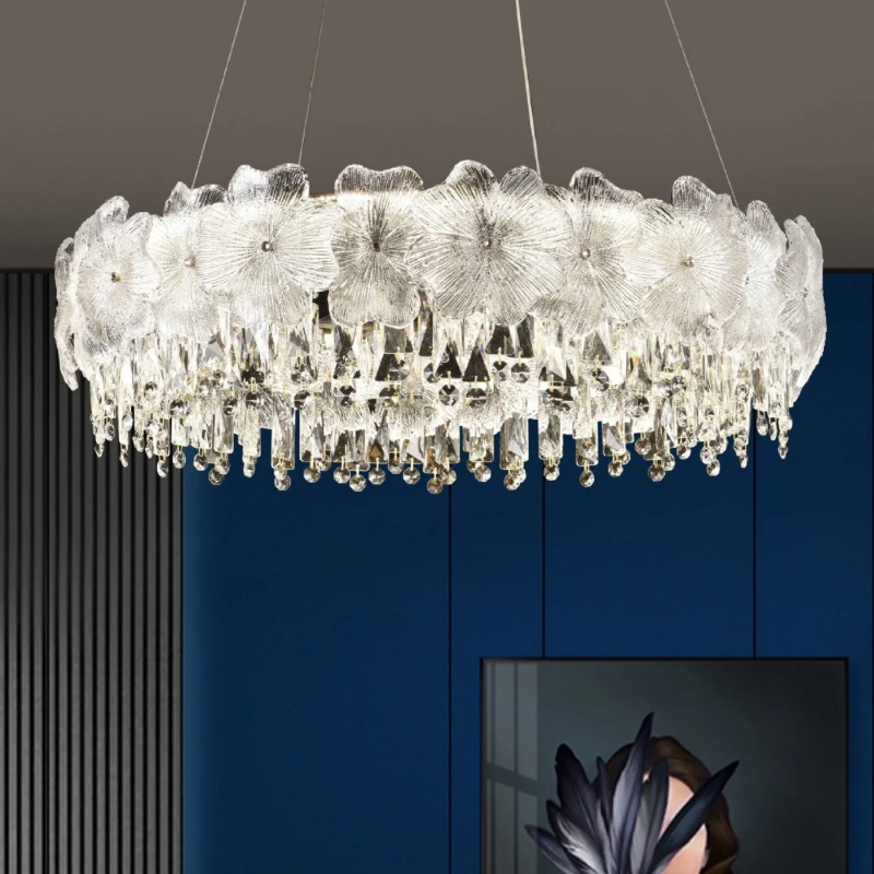 

French crystal chandelier cream wind light luxury living room full spectrum designer flower bedroom princess room