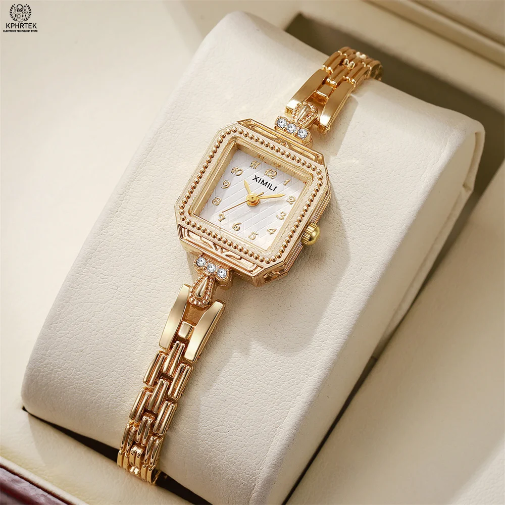 

SL68 Retro Small Square Watch for Women - Niche Ins-Style Gold Bracelet Quartz Watch - Temperament Female Hand Clock - Elegant J