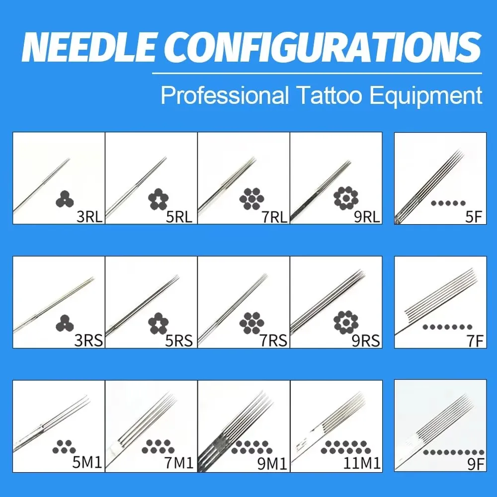 50/20/10/5PCS Sterilized Tattoo Needles 0.35MM Stick and Poke Needles RL RS M1 RM for Tattoo Permanent Makeup Machine Supply