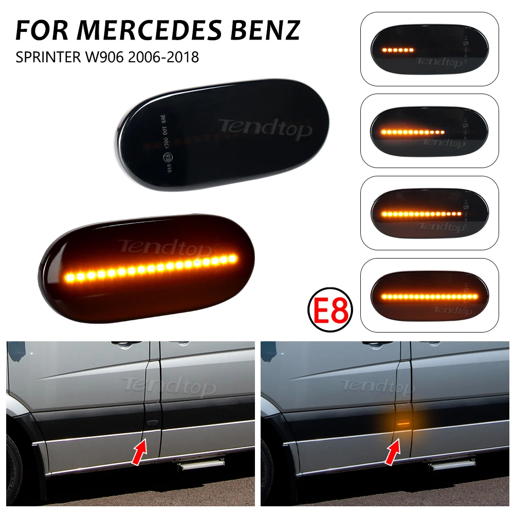 Dynamic LED Side Marker Lights Turn Signal Light Blinker Repeater For Mercedes Benz Sprinter W906 2006-2018 For VW Crafter 2E