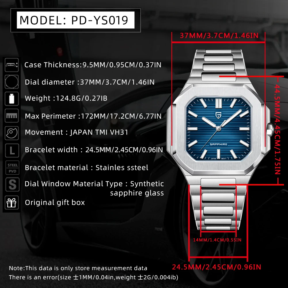 2025 New PAGANI DESIGN Men's Watches Luxury Quartz Watch For Man VH31 Wristwatches Waterproof AR Sapphire Mirror Stainless Steel