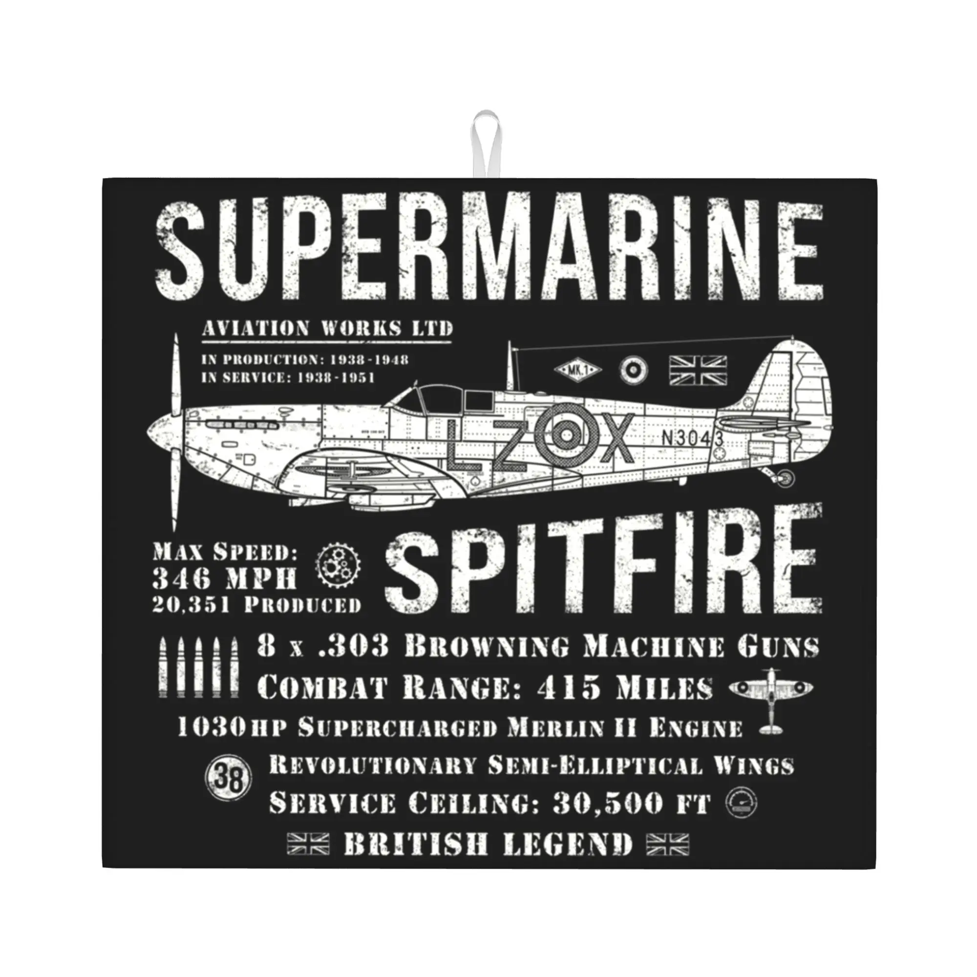 Supermarine Spitfire Non Slip Kitchen Counter Protector Tableware Reusable Fighter Pilot Aircraft Airplane Plane Mat For Kitchen