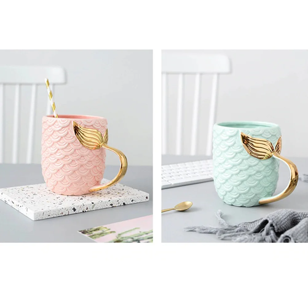 

Creative Pink Pearl Gold Mermaid Tail Ceramic Coffee Mug for Hot Cold Drinks Mermaid Mug Birthday Wedding Gift