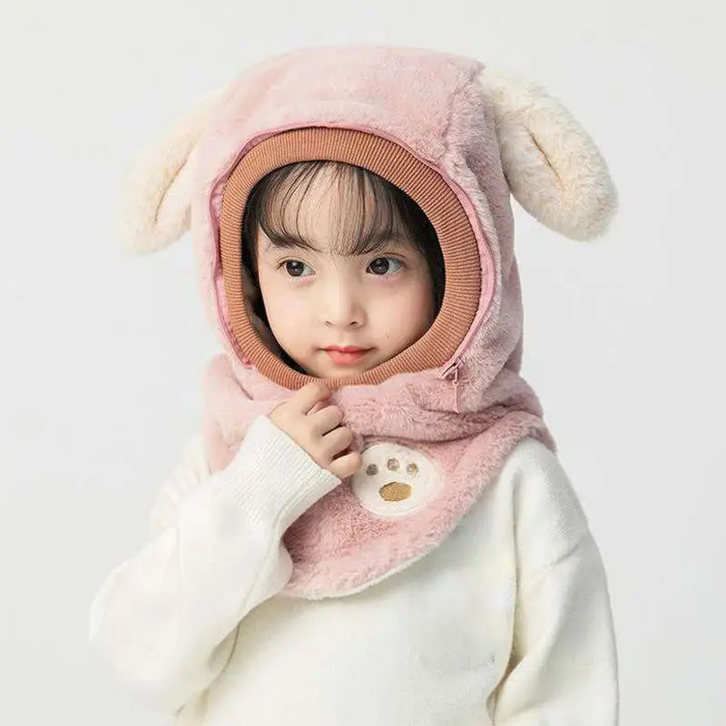 Kids Ski Masque Cute Face Warmer Hood Masque With Bunny Ears Thickened Unisex Headwear Windproof Full Face Masque For Boys Girls