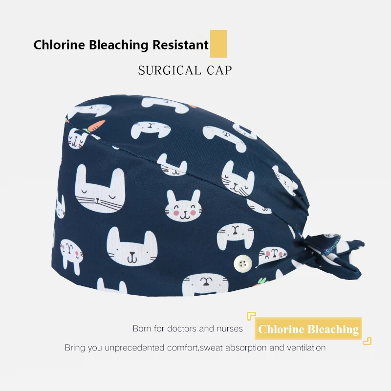 

Chlorine Bleaching Resistant Surgical Hat Scrub Caps Veterinarian Dentist Emergency Room Surgery Nurse Caps M17