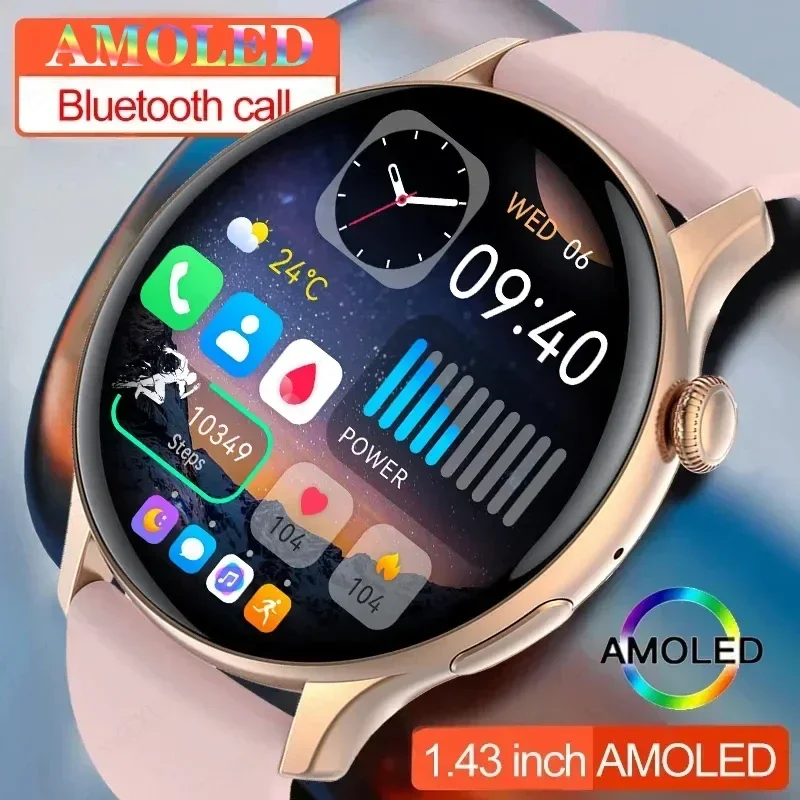 

2024 New Women's AMOLED Smartwatch Always-on Display Clock. Bluetooth Call Voice Control IP68 Waterproof Fitness Bracelet Style.