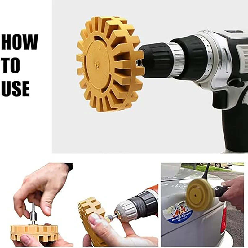 Heavy Duty Borracha Roda Eraser Adaptador Broca Suave Remoção de Pintura Reparação Rubber Adhesive Remoção Ferramenta