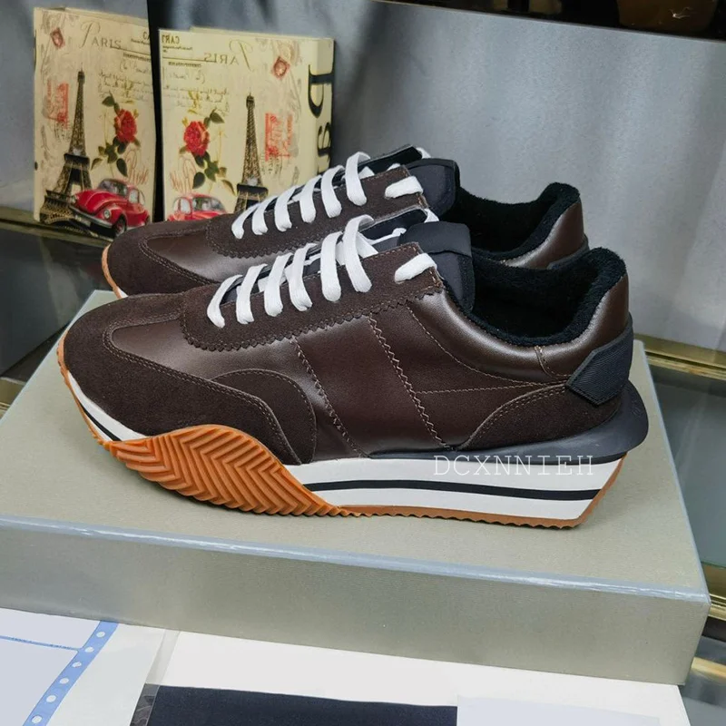 Baskets respirantes à lacets pour hommes et femmes, chaussures de marche unisexes, chaussures décontractées à semelle optique plate, chaussures de tennis patchwork, document mixte, printemps et automne 2024