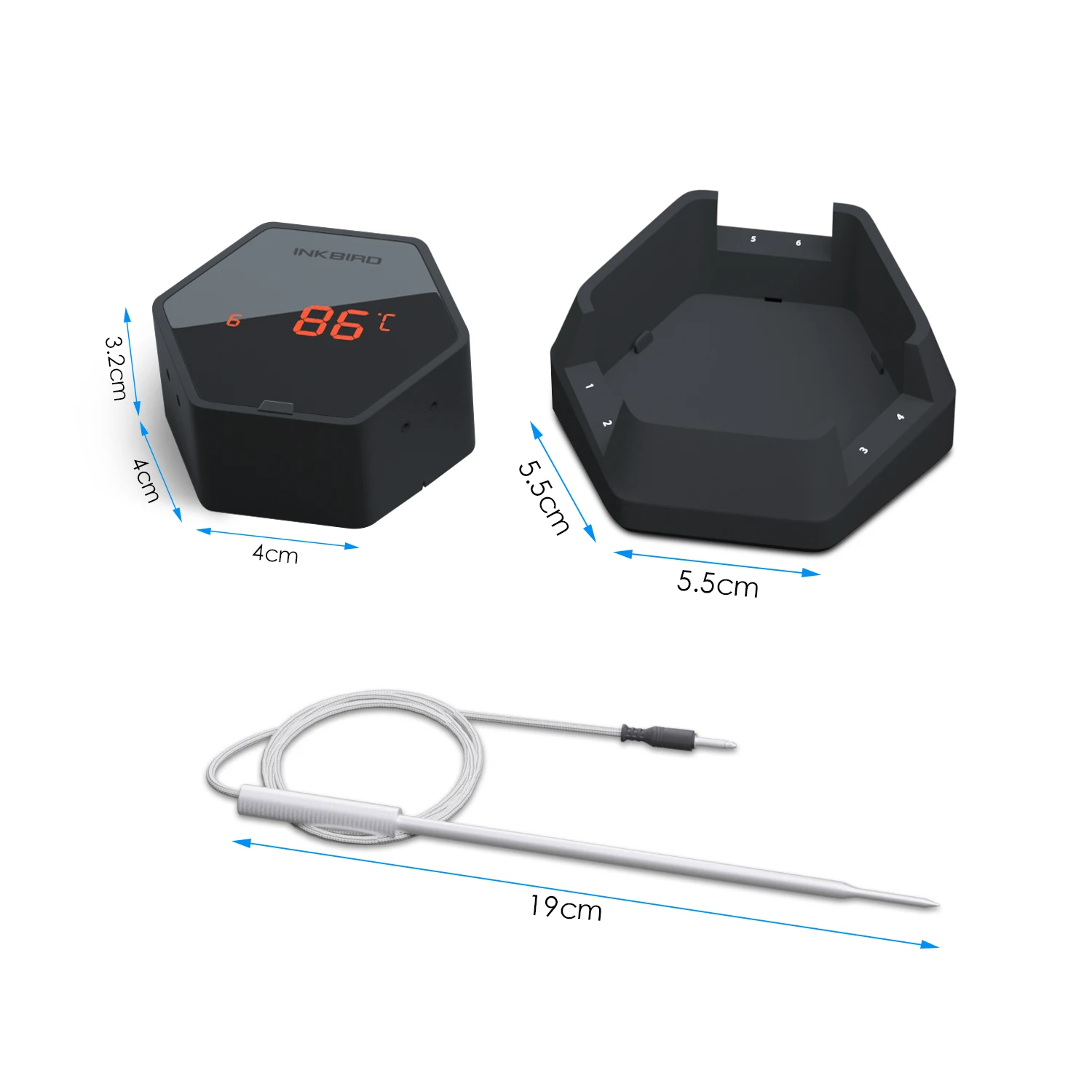 Inkbird IBT-6XS Bluetooth Grill Thermometer Met 6 Sondes 1000Mah Usb Oplaadbare Li-Batterij Barbecue Thermometers Voor Het Koken