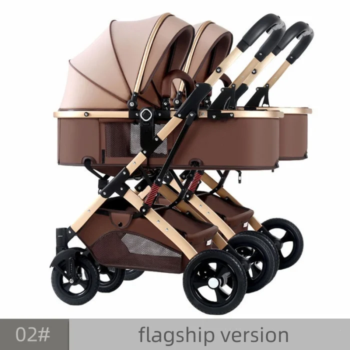 Custom Twins Baby Stroller Splitable Shock Absorption Multiple Weight Folding Sit and Lying Twin Baby Carriage Stroller