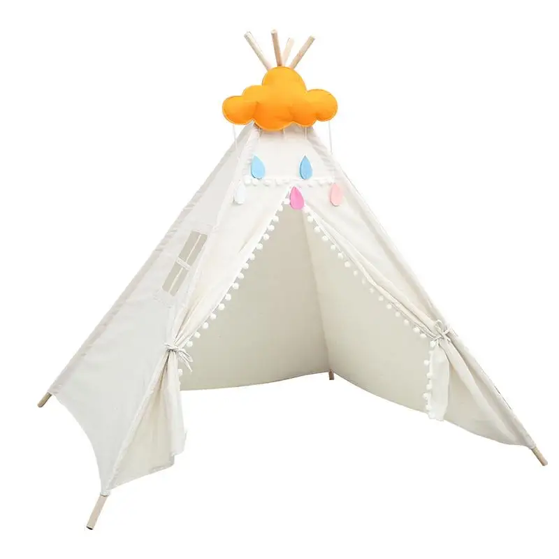 

Baby Tents Portable Foldable Game Teepee Cartoon Cute Indian Children's Tent Outdoor Kids Play House Canvas Triangle Playhouse