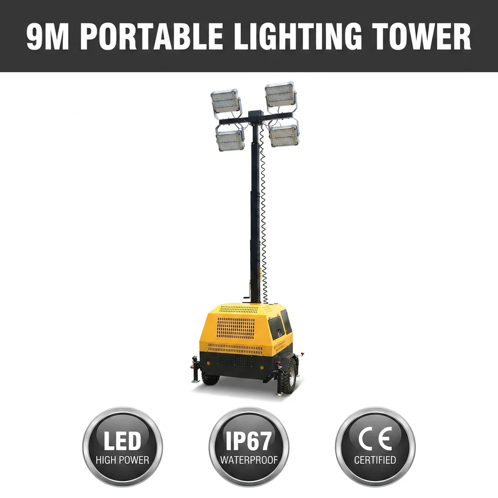 Track Worker Diesel Mobile Lighting Tower 7m/9m Remote-Controlled Hydraulic Lift-Powered Emergency Vehicle 140lm/W Customized