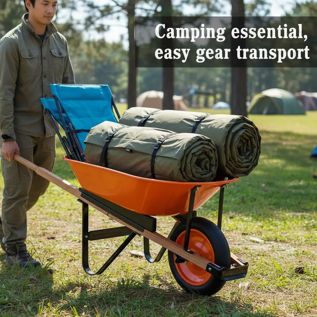 

Тачка-тележка, 5 куб. футов Садовая тележка с одним колесом, грузоподъемность 330 фунтов, с металлической ручкой и широкими шинами 16 дюймов.