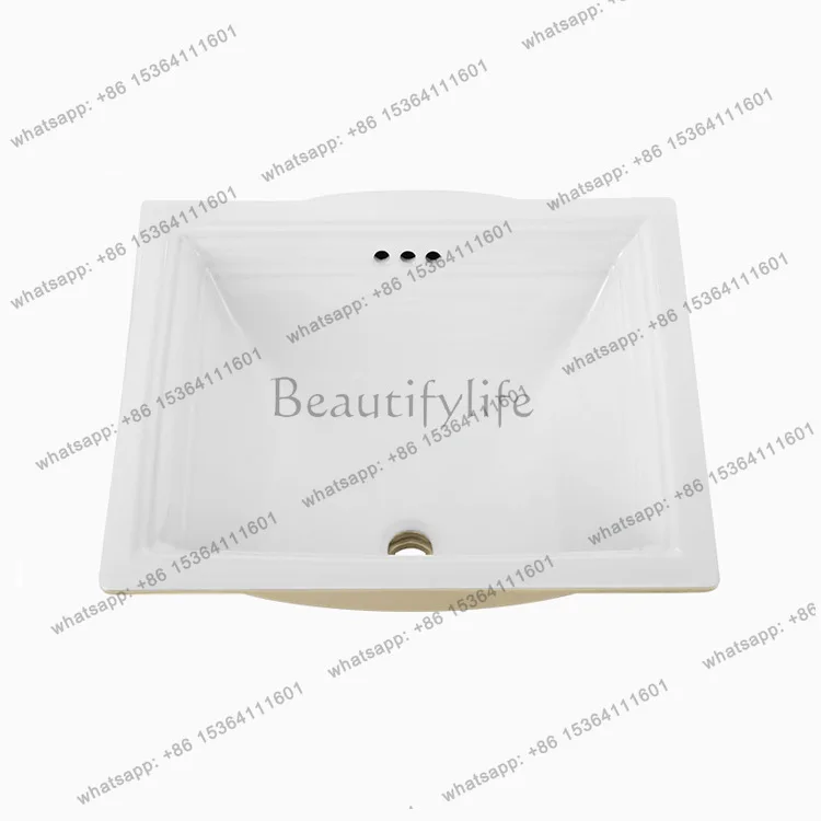 Hotel under-counter basin bathroom square self-cleaning glaze washbasin