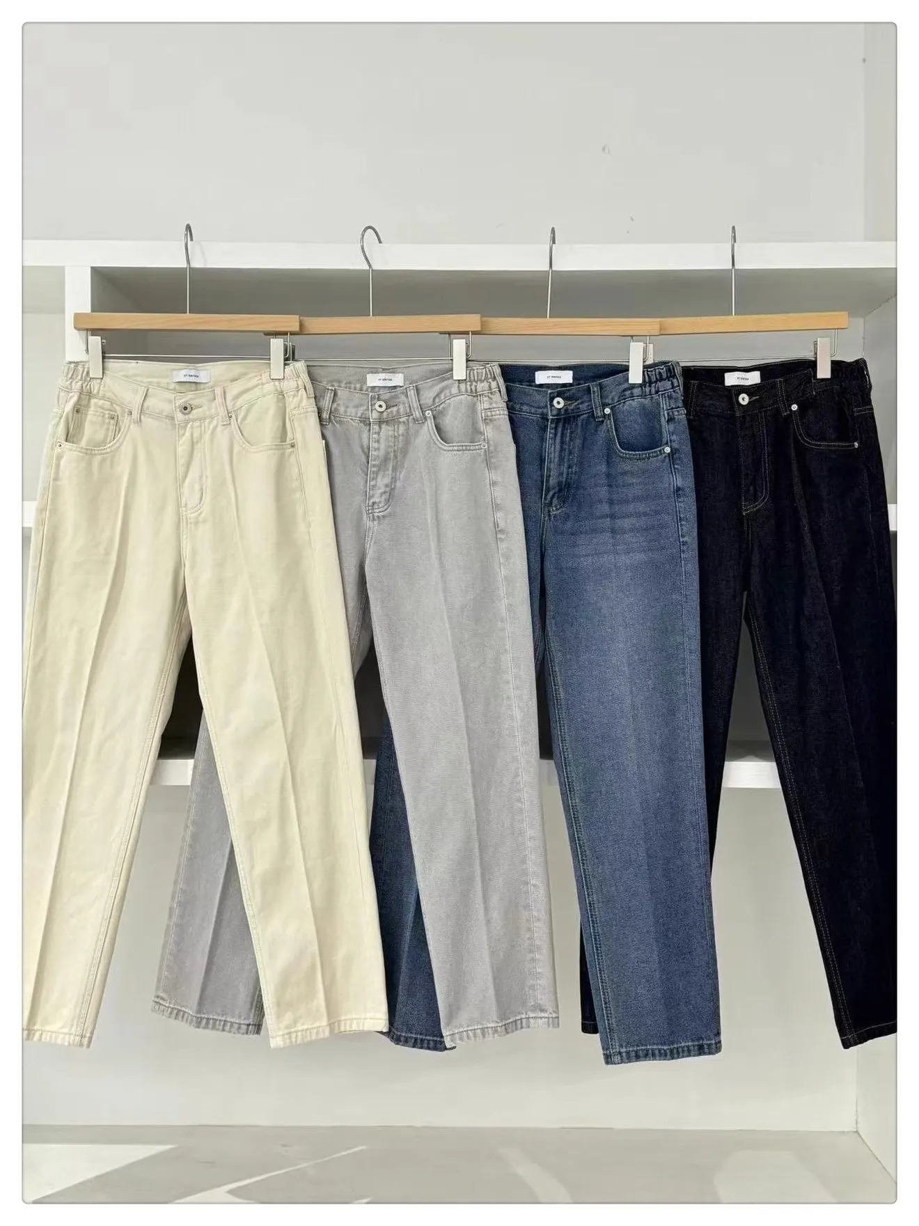 

New 2025 Men's Casual High Waist Cotton Straight Leg Jeans Faionable Versatile Wear Resistant Blue High Rise Comfortable Fit