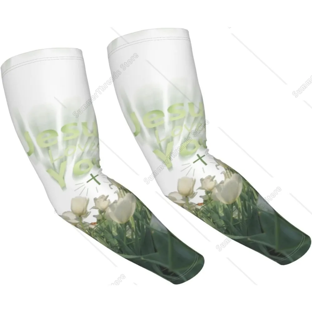 Jesus Arm Cover Sleeves Bible Verses Arm Sleeves Gardening Sleeves Cross Cooling Arm Sleeve for Christian