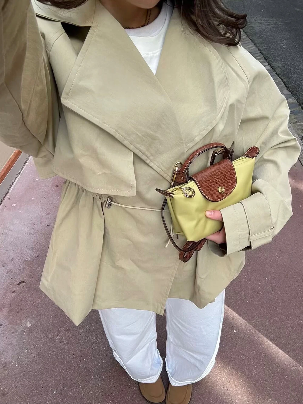 春と秋の新作 レディース ダブルブレスト クロップドトレンチ - Down Jacket Packable のレビューと価格