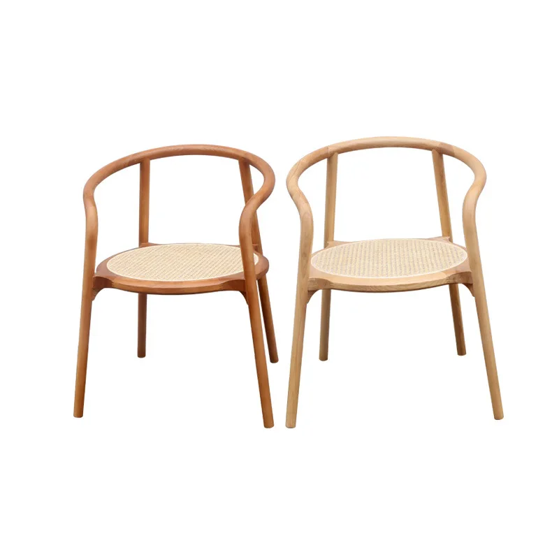 Solid wood rattan chair B & B restaurant armrest back chair