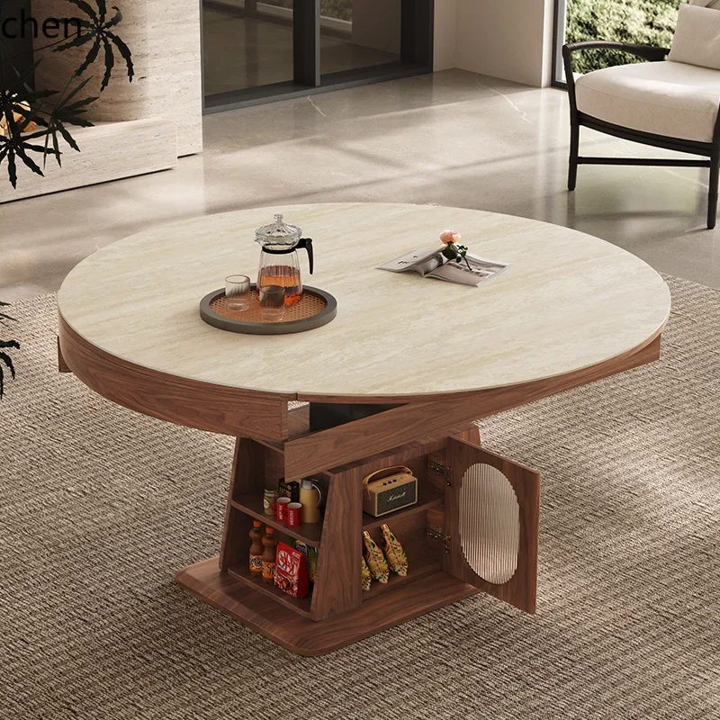 W5.19 medieval style movable lifting rock slab coffee table dual-purpose small apartment multi-function voice coffee table